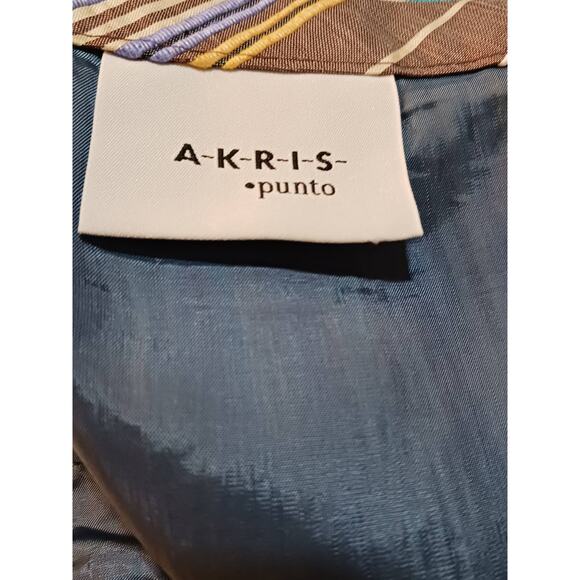 AKRIS PUNTO Colorful 100% Silk Skirt 10 Pleated Ruffle Striped‎ Event Career - Picture 11 of 16